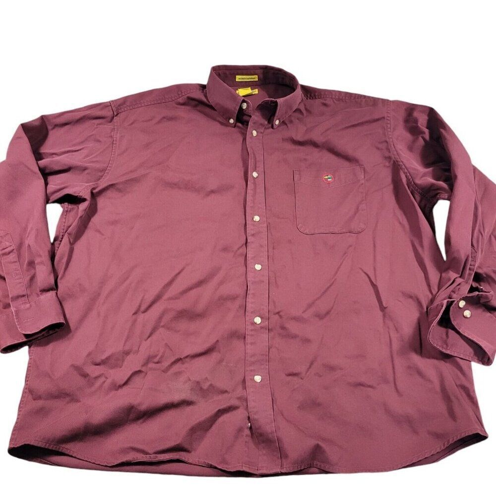 Duck Head Shirt Mens 2XL Burgundy Long Sleeve Button Down Oxford Flaws*
